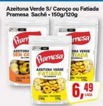 Azeitona Verde S/ Caroço ou Fatiada Pramesa Sachê