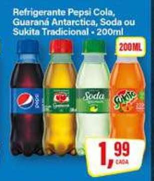 Refrigerante Pepsi Cola, Guaraná Antarctica, Soda ou Sukita Tradicional