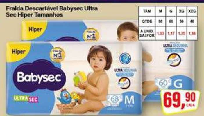Fralda Descartável Babysec Ultra Sec Hiper Tamanhos