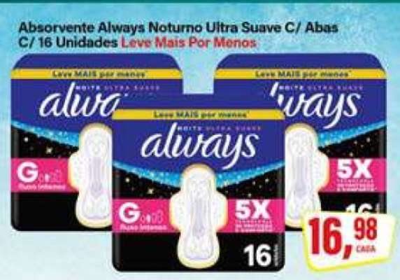 Absorvente Always Noturno Ultra Suave C/ Abas C/ 16 Unidades