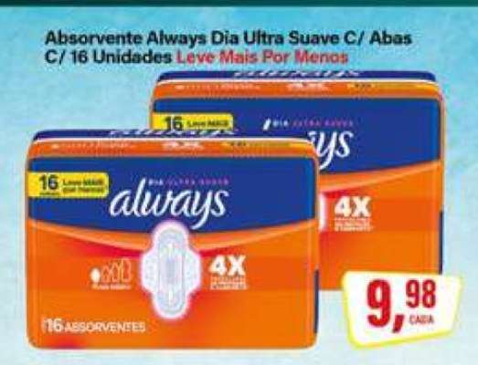 Absorvente Always Dia Ultra Suave C/ Abas C/ 16 Unidades