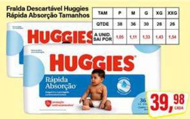 Fralda Descartável Huggies Rápida Absorção Tamanhos