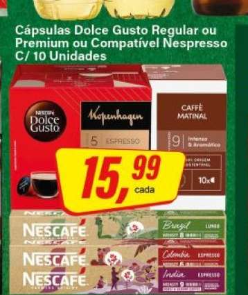 Cápsulas Dolce Gusto Regular ou Premium ou Compatível Nespresso C/ 10 Unidades
