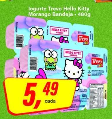 Iogurte Trevo Hello Kitty Morango Bandeja