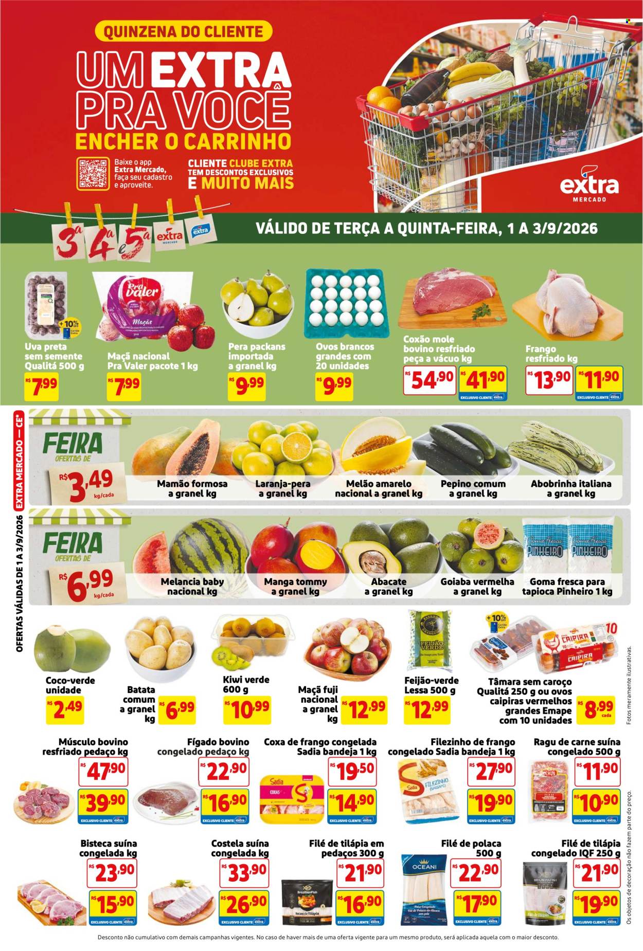 Folheto Mercado Extra - 01/09/2026 - 03/09/2026. Página 1