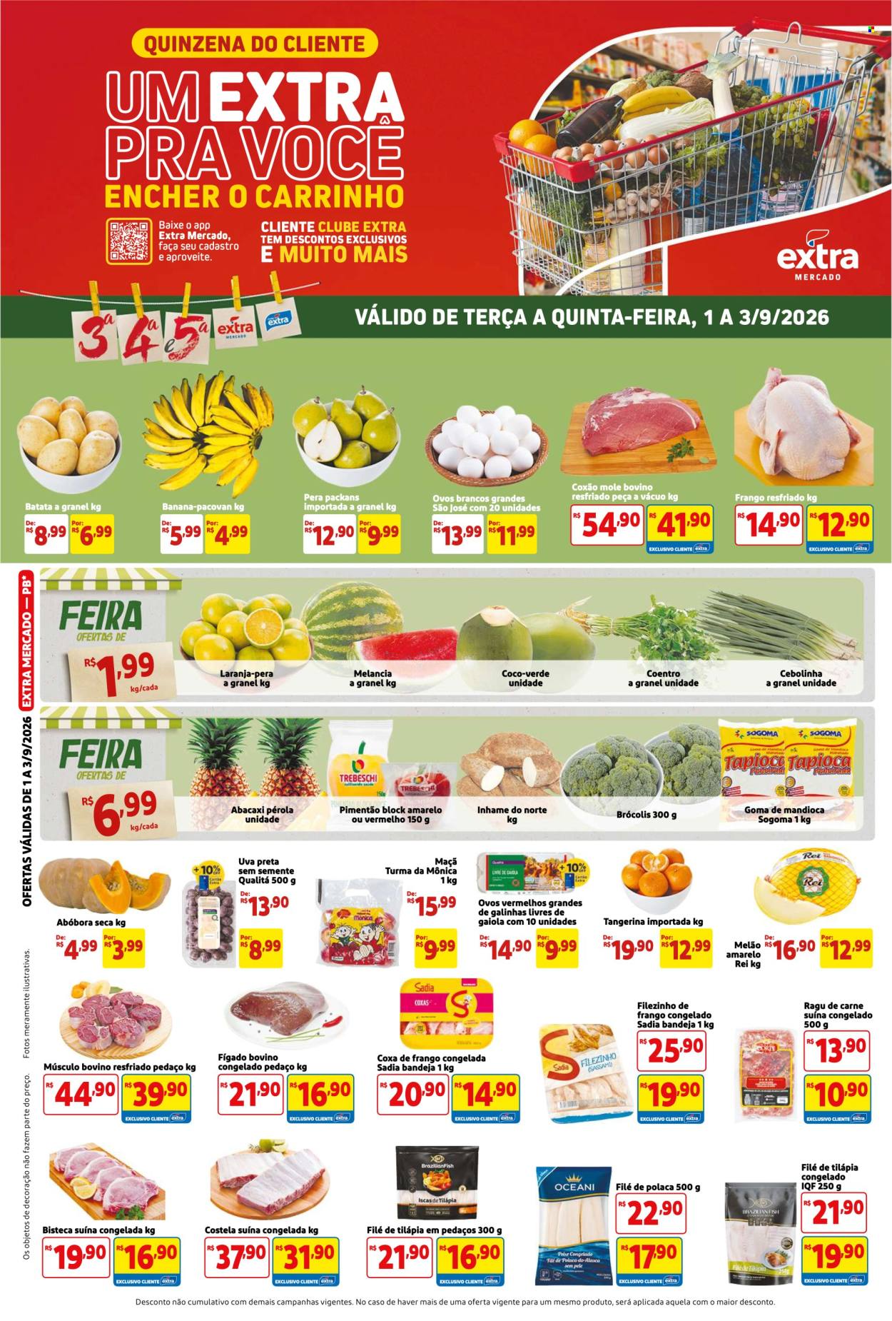 Folheto Mercado Extra - 01/09/2026 - 03/09/2026. Página 1
