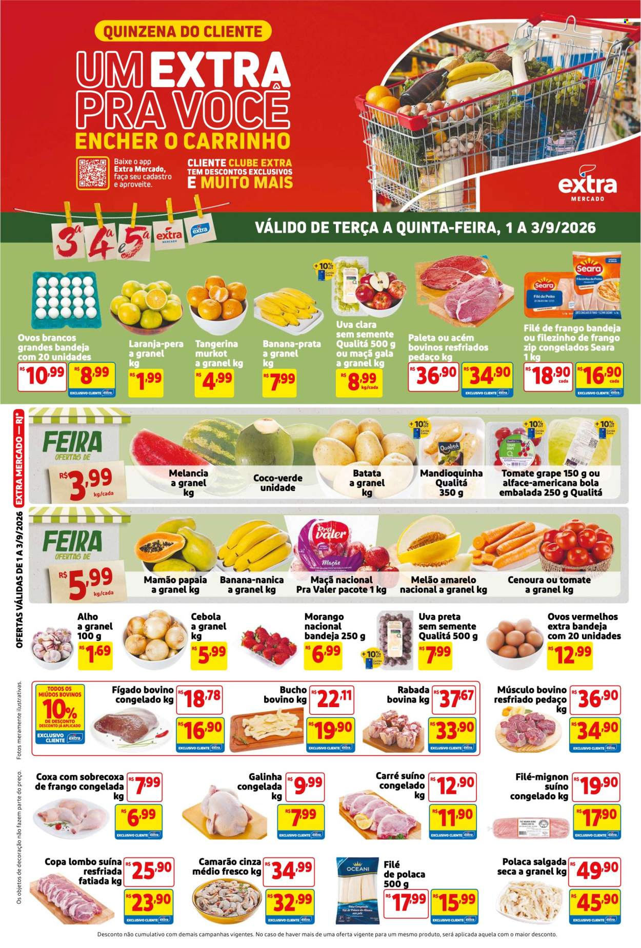 Folheto Mercado Extra - 01/09/2026 - 03/09/2026. Página 1