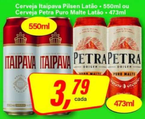 Cerveja Itaipava Pilsen Latão ou Cerveja Petra Puro Malte Latão