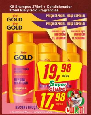 Kit Shampoo 275ml + Condicionador 175ml Niely Gold Fragrâncias
