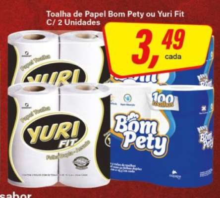 Toalha de Papel Bom Pety ou Yuri Fit