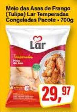 Meio das Asas de Frango (Tulipa) Lar Temperadas Congeladas Pacote - 700g
