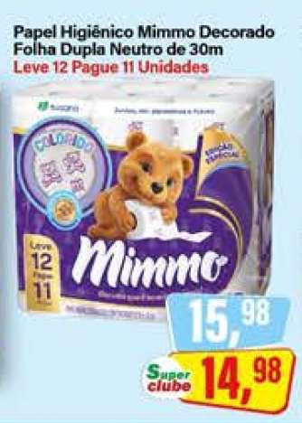 Papel Higiênico Mimmo Decorado Folha Dupla Neutro de 30m