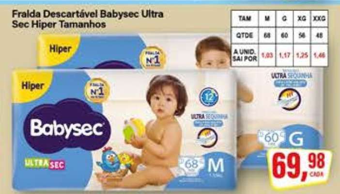 Fralda Descartável Babysec Ultra Sec Hiper Tamanhos