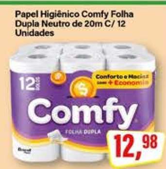 Papel Higiênico Comfy Folha Dupla Neutro de 20m C/ 12 Unidades