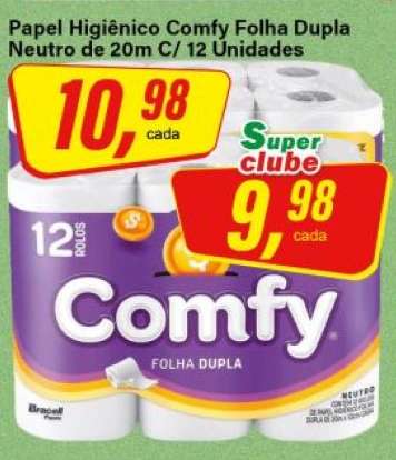 Papel Higiênico Comfy Folha Dupla Neutro de 20m C/ 12 Unidades