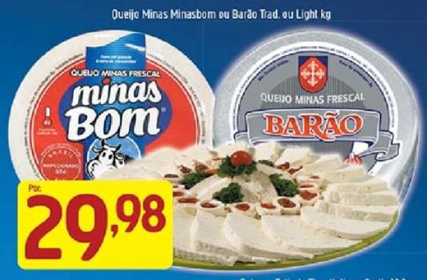 Queijo Minas Minasbom ou Barão Trad. ou Light