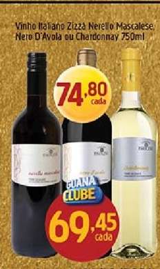 Vinho Italiano Zizza Nerello Mascalese, Nero D'Avola ou Chardonnay 750ml