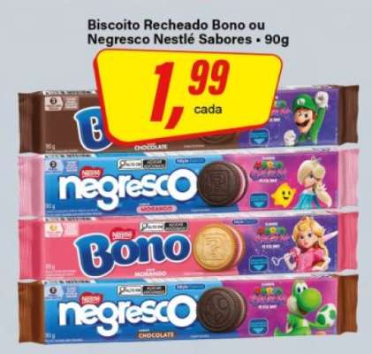 Biscoito Recheado Bono ou Negresco Nestlé Sabores
