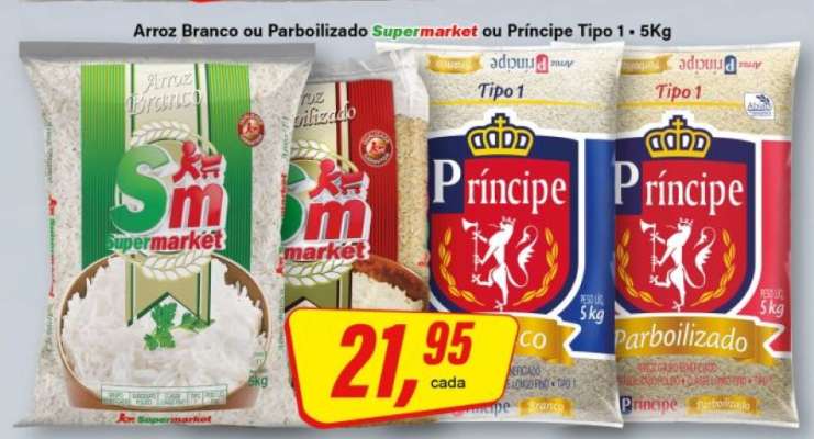 Arroz Branco ou Parboilizado Supermarket ou Príncipe Tipo 1