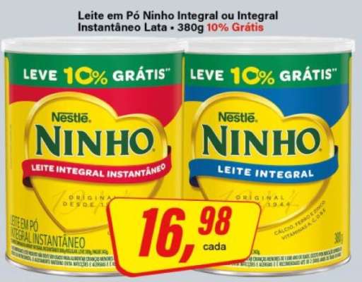 Leite em Pó Ninho Integral ou Integral Instantâneo Lata