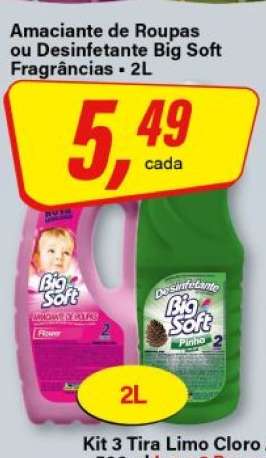 Amaciante de Roupas ou Desinfetante Big Soft